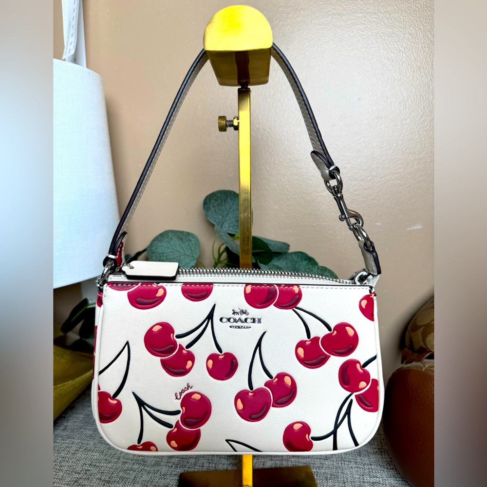 Nolita 19 With Cherry Print.White Shoulder Bag